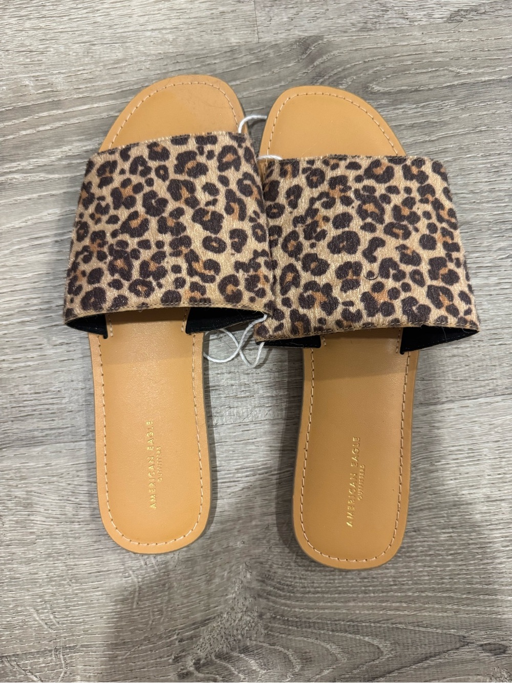 Leopard Print Slide Sandals - Women's Tan Leopard Slides